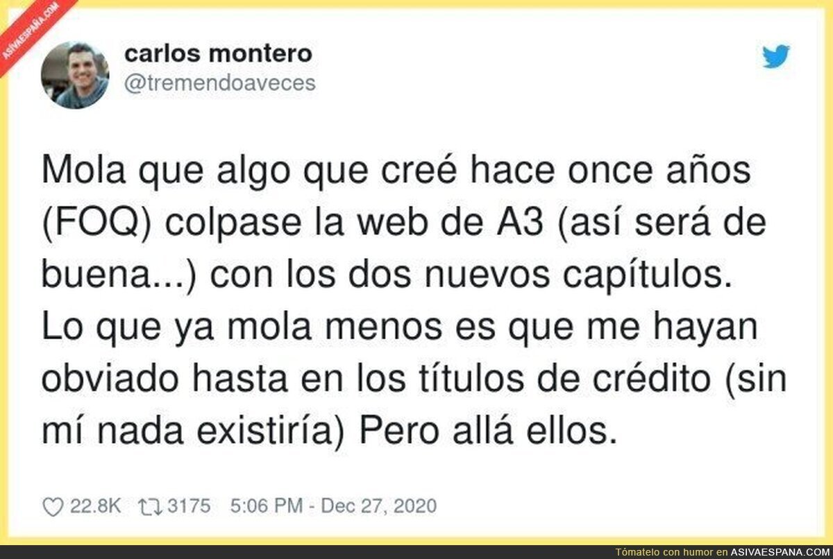 Antena 3 ignora al creador de 'Física o Química'