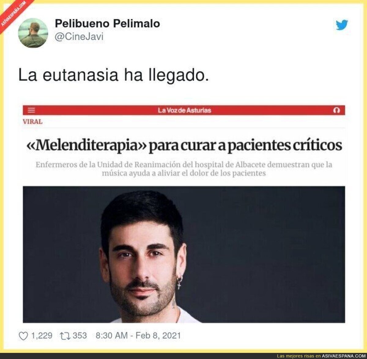 Melendi cantándole a un paciente para curar el COVID 