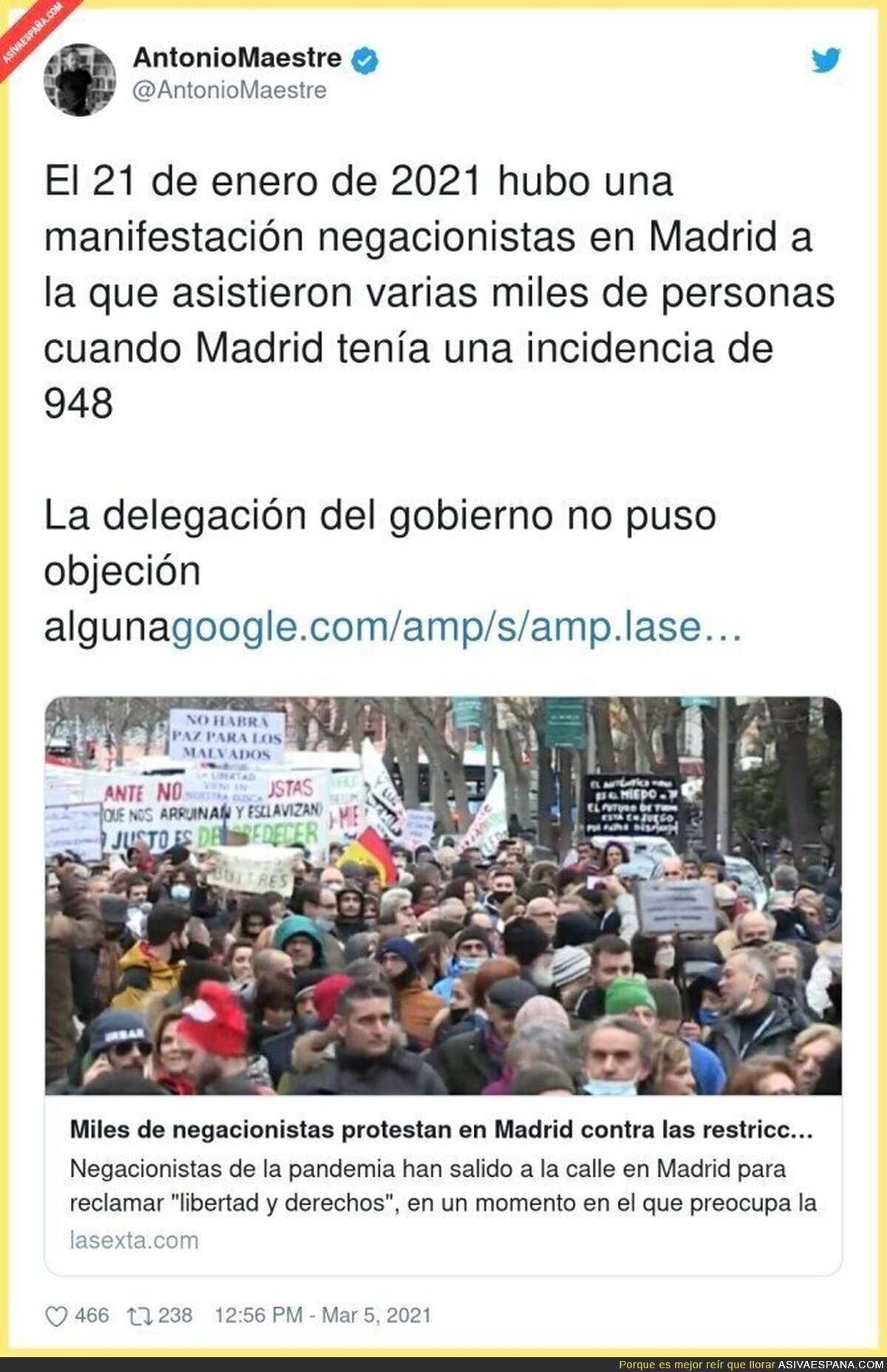 Ojalá solo hubiese sido una manifestación 
