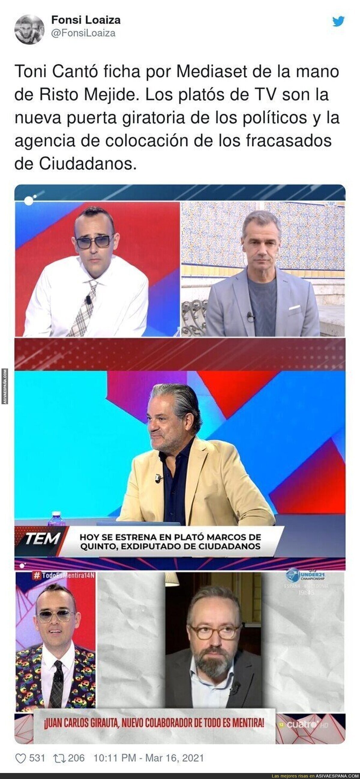 Risto Mejide da la bienvenida a todos los fracasados de Ciudadanos