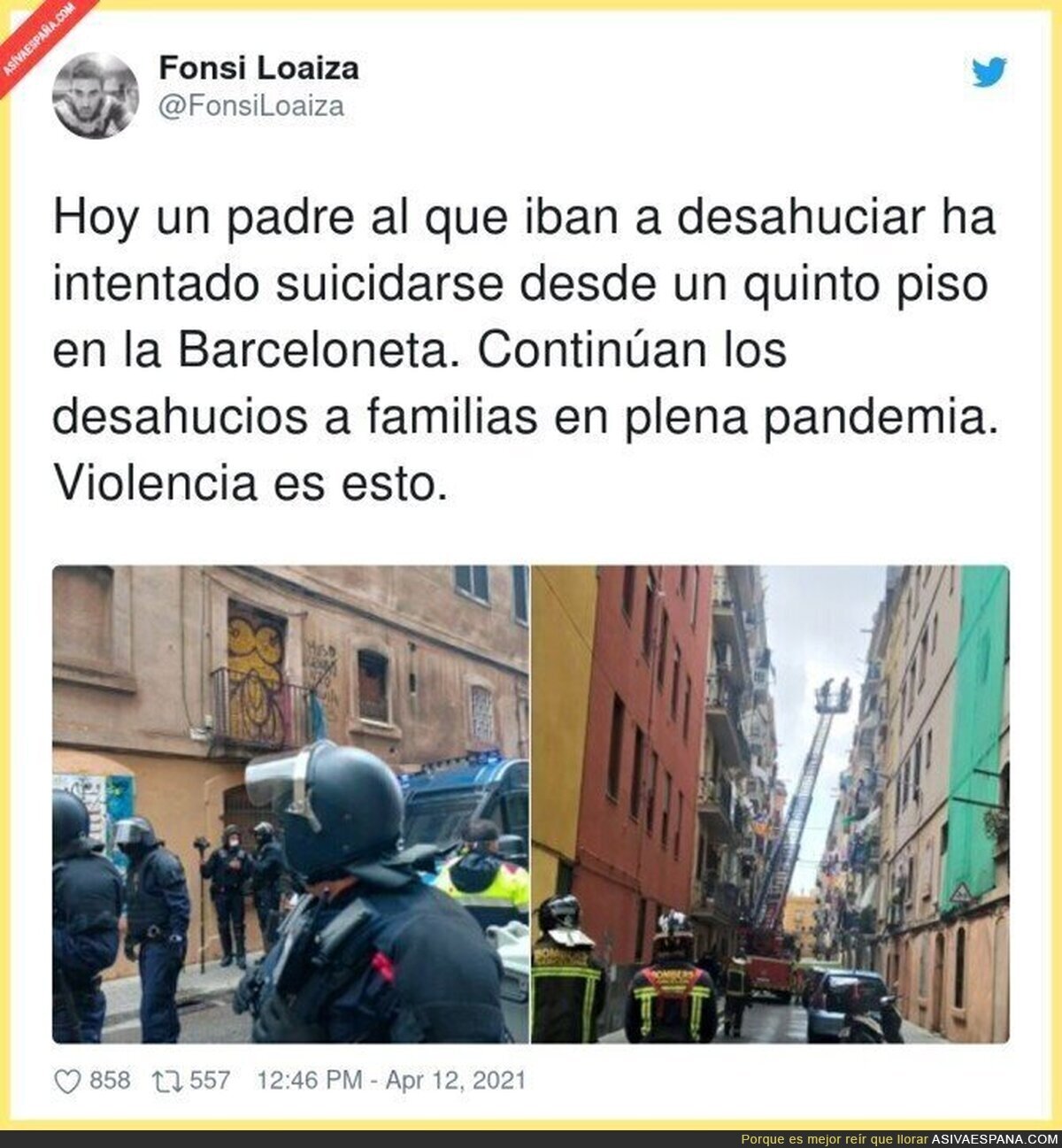 Tremendo que se sigan haciendo desahucios en tiempos de pandemia