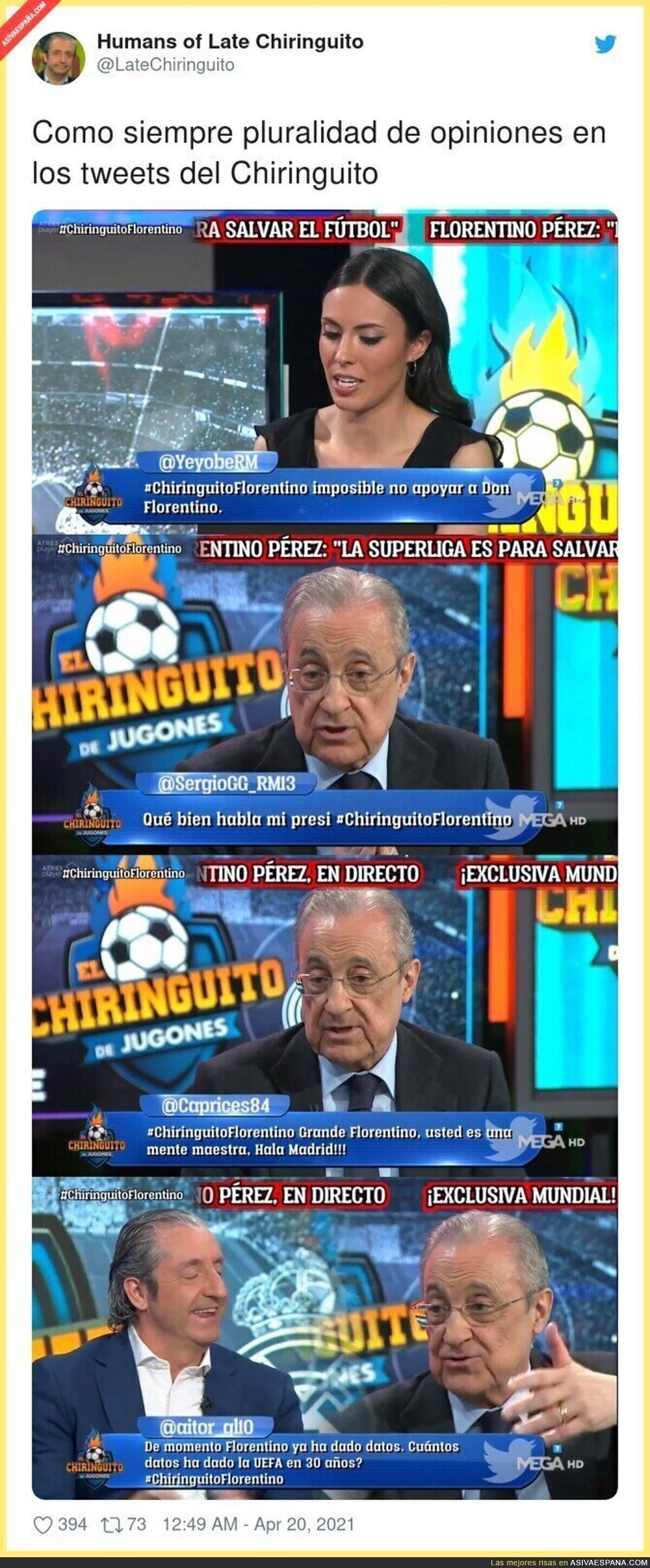La pluralidad que hay en El Chiringuito cuando llega Florentino
