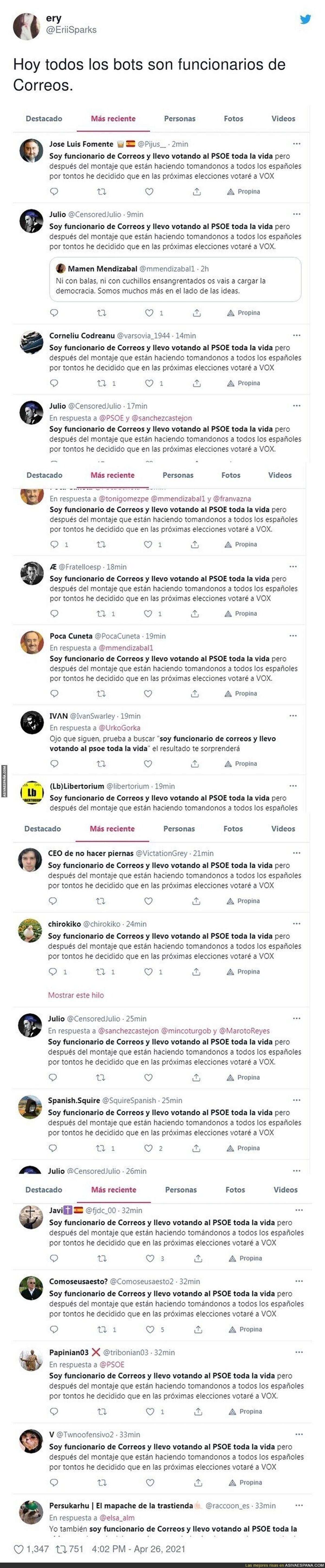 Los bots trabajan donde VOX les indique semanalmente