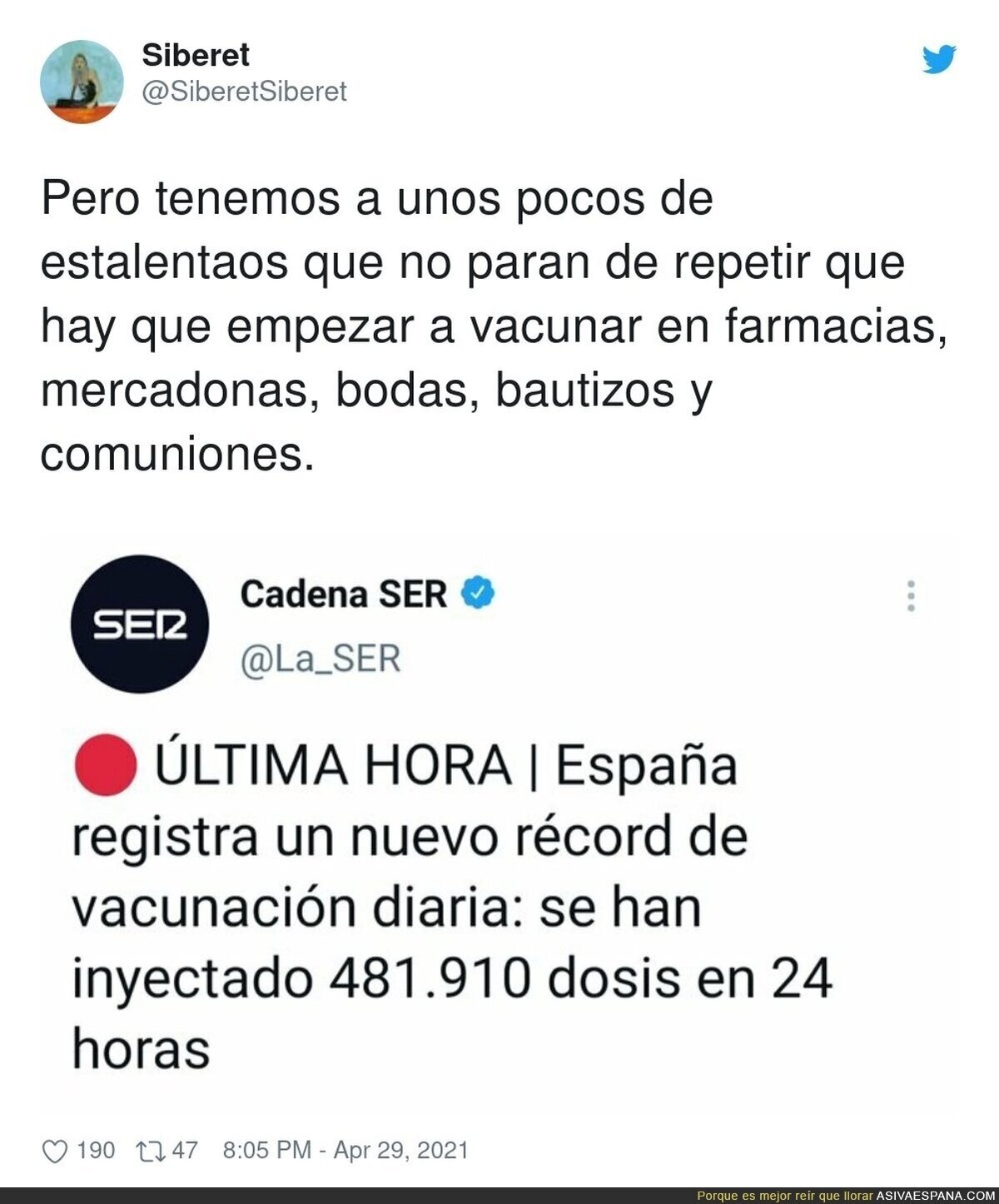 El ritmo de vacunación incansable en España