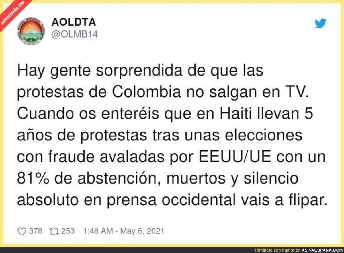 La prensa occidental siempre funciona así: Oculta las protestas y represión en países vasallos de EEUU/UE