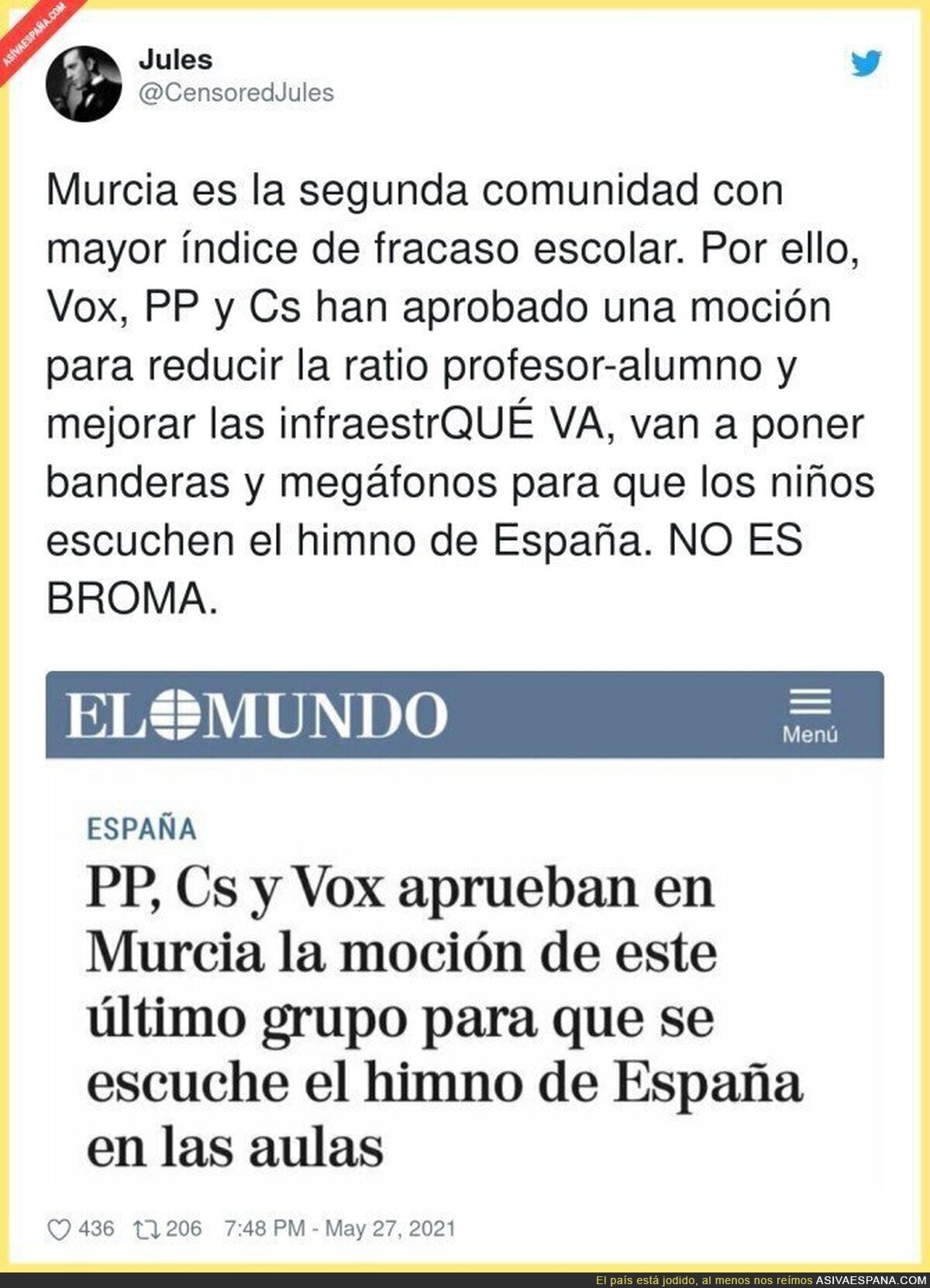 Tapando el fracaso escolar con el himno