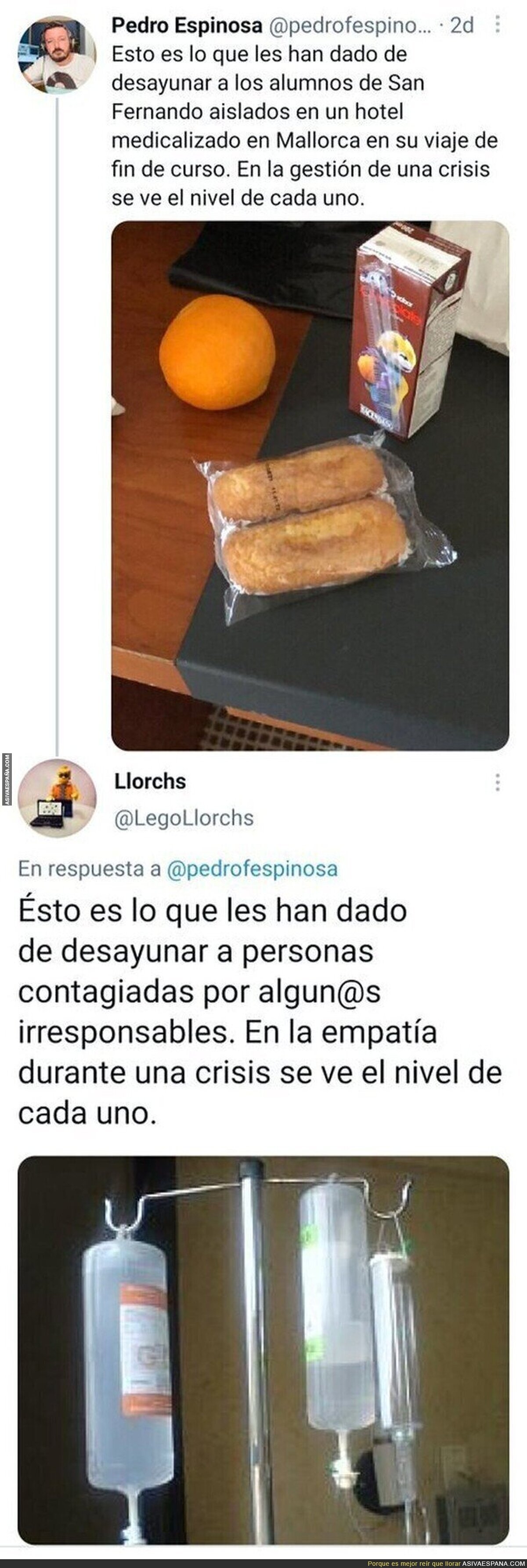 La gran respuesta a este chaval que se quejaba del desayuno que le habían dado en el hotel de Mallorca