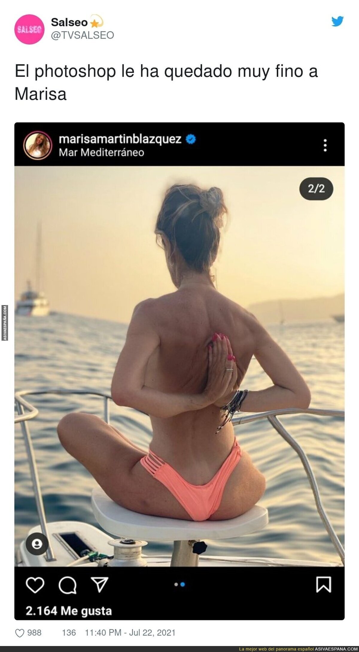 Marisa Martín Blázquez hace un ridículo monumental con esta foto suya totalmente retocada muy a lo loco
