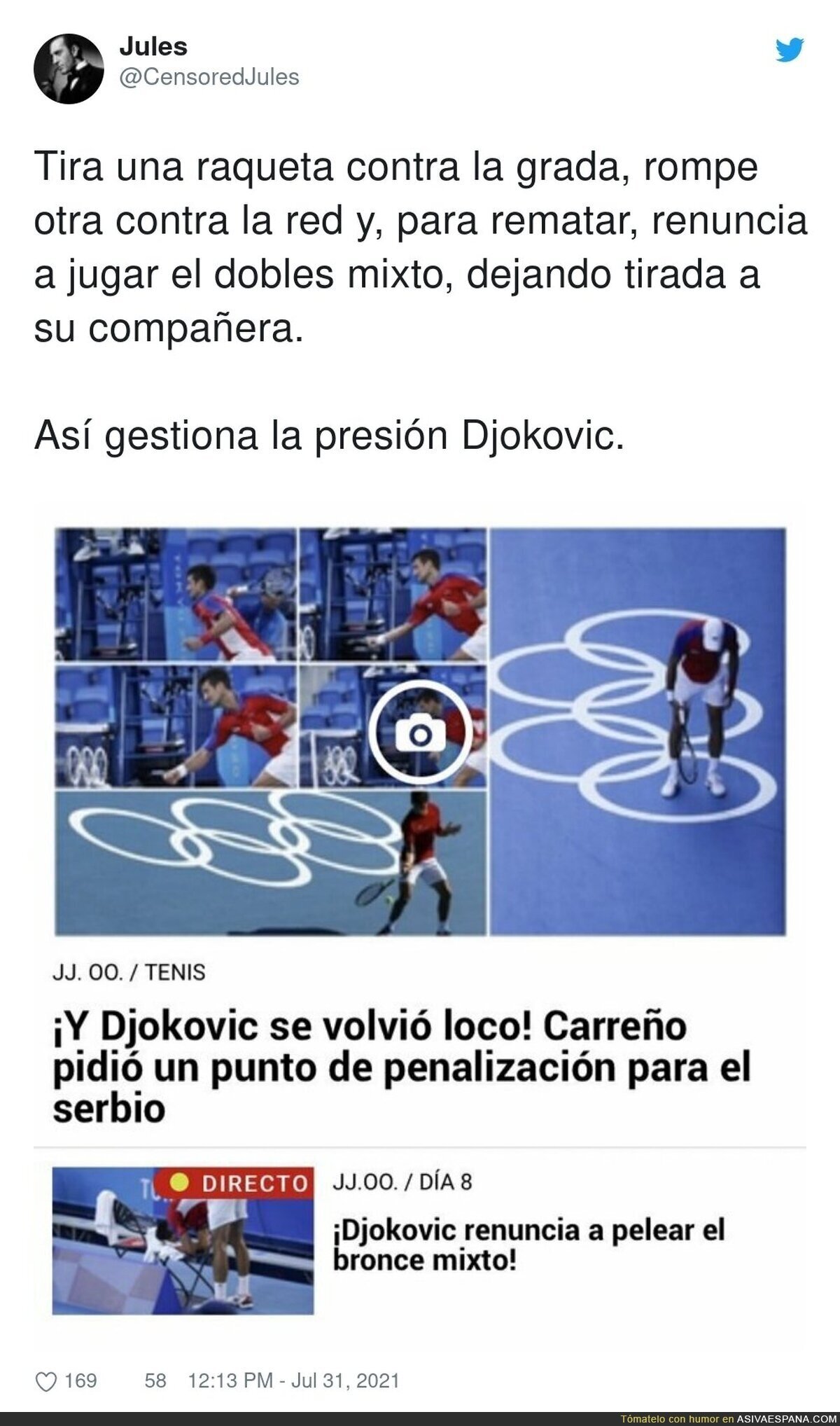 Djokovic no es un ejemplo para gestionar la presión