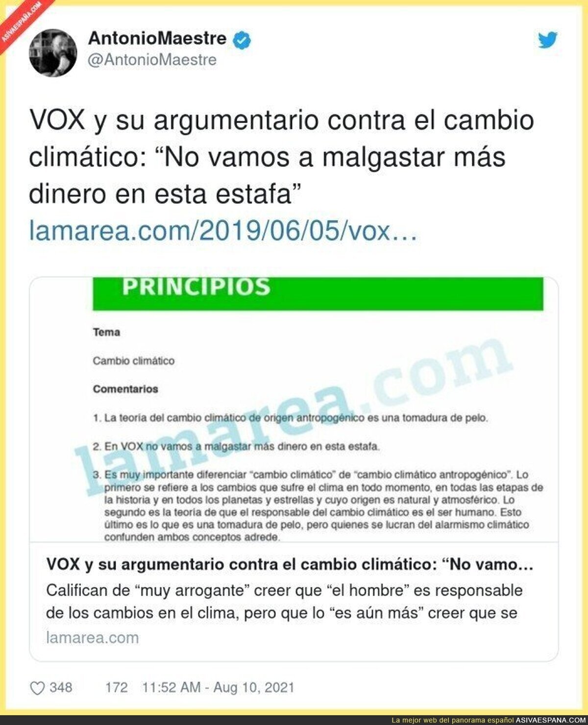 VOX no cree en el cambio climático 