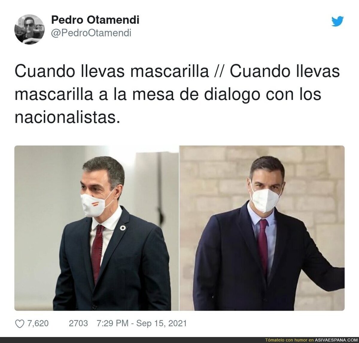 Al presidente del Gobierno de España, le sobra la bandera del país que preside. ¿Qué tipo de presidente es?, por @PedroOtamendi