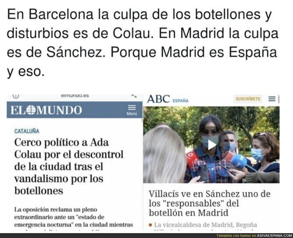 Así es el doble rasero informativo