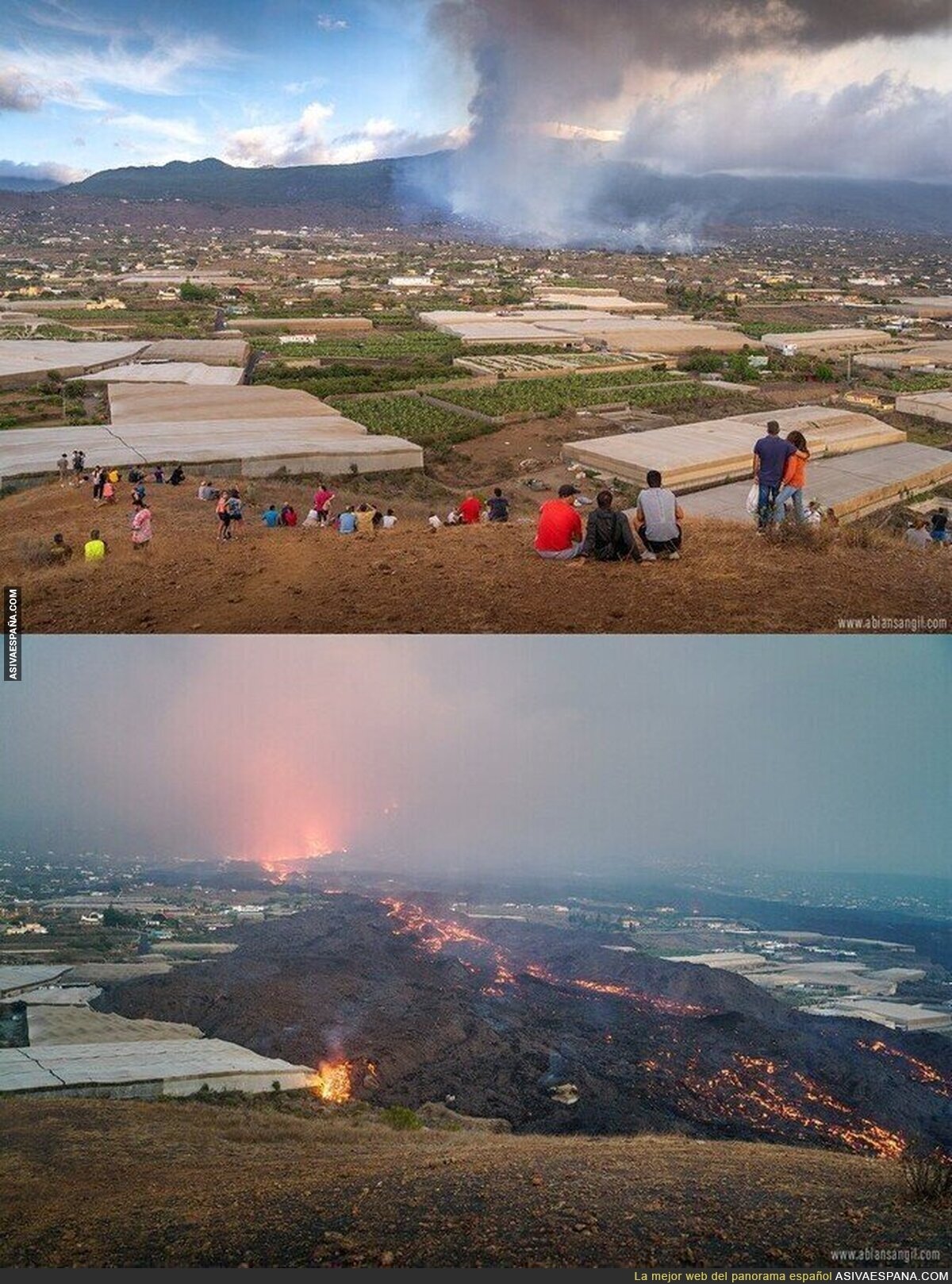Misma ubicación, 25 días de diferencia en La Palma