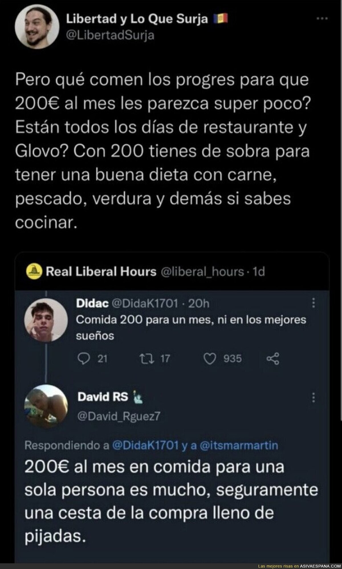 6€ al día en comida y la gente quejándose.. quieren vivir por encima de sus posibilidades