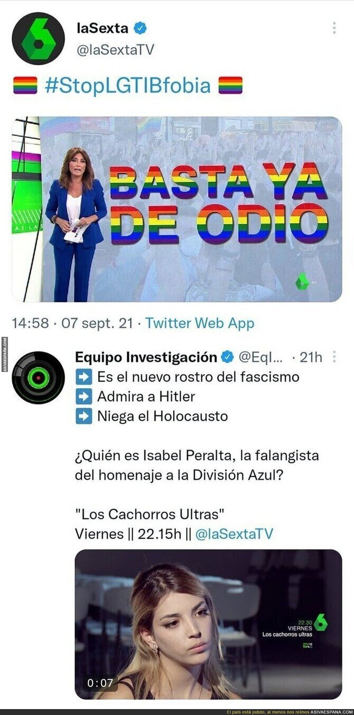 Esto es La Sexta en estado puro dando altavoz al fascismo