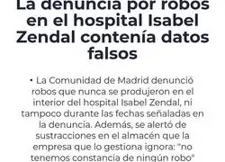 Los falsos robos del Isabel Zendal