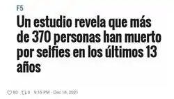 El peligro de los selfies