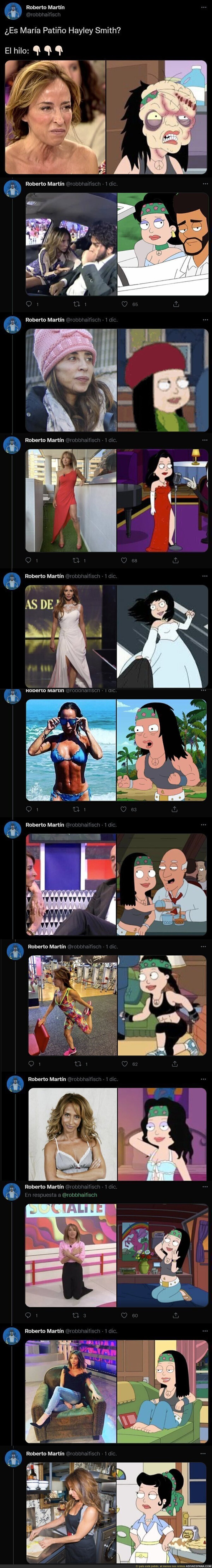 Todas estas imágenes hacen ver que el personaje de Hayley Smith de 'American Dad' está basado en María Patiño