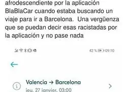 La basura recista que tuvo que aguantar esta persona de un conductor de 'Blablacar'