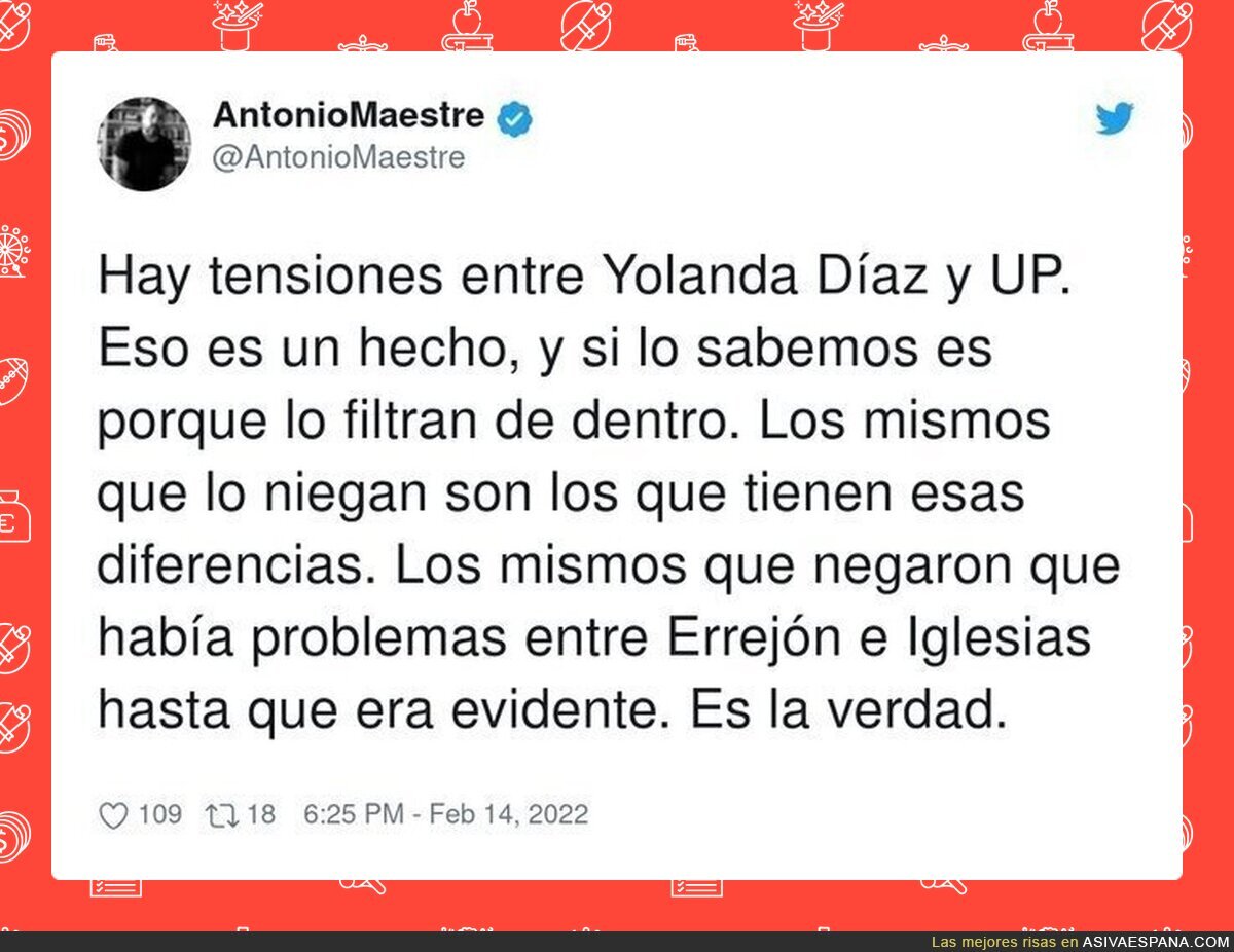 Si alguien os está engañando no es quien dice que hay problemas entre UP y Yolanda Díaz, por @AntonioMaestre