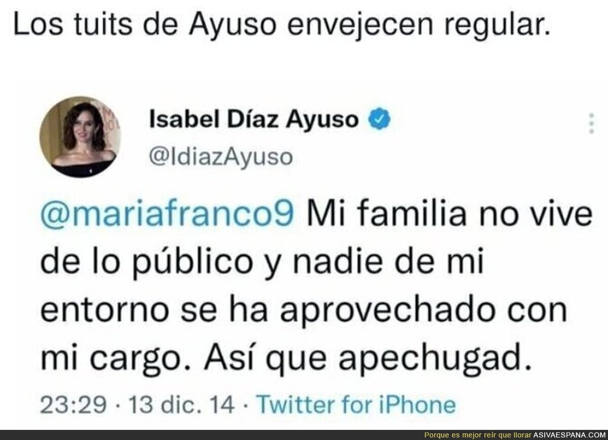 Lo que comentaba Ayuso en 2014