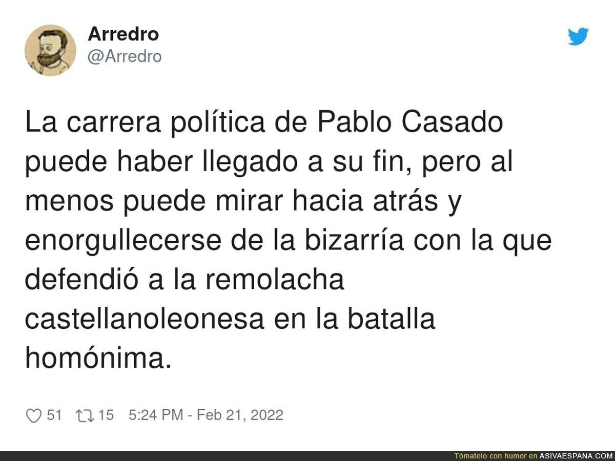 La remolacha agradece su trayectoria a Pablo Casado