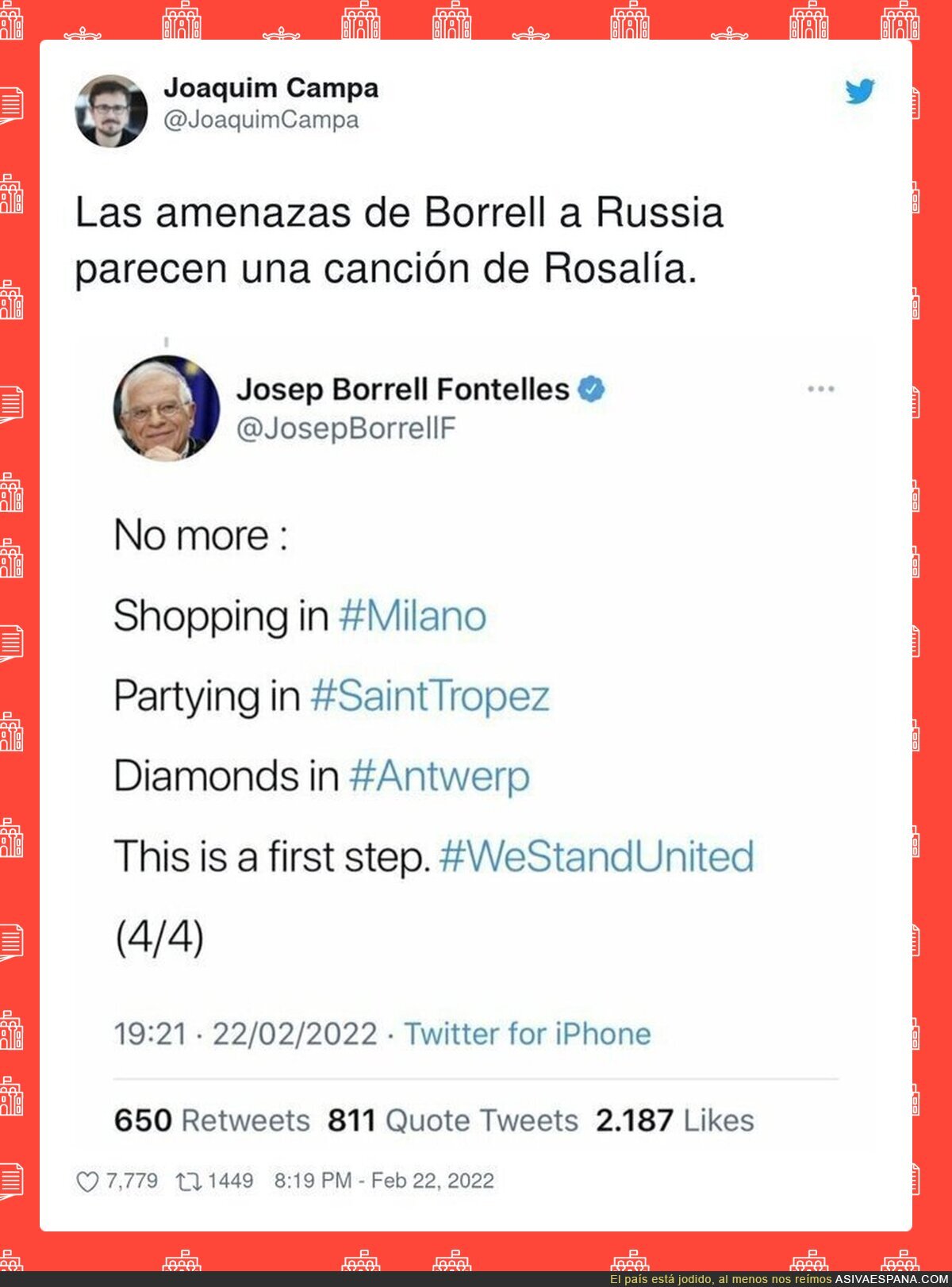 Josep Borrell y sus rimas en mitad de una guerra