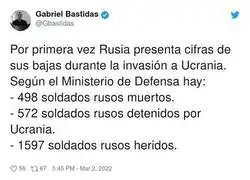La cifra de soldados ca&iacute;dos seg&uacute;n Rusia