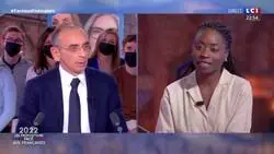 La normalizaci&oacute;n del fascismo en directo:  Pregunta del p&uacute;blico: "Se&ntilde;or Zemmour, si llega a ser presidente, &iquest;ser&iacute;a posible que una persona como yo podr&iacute;a vivir en Francia para buscar una vida mejor?"  Zemmour: "No"