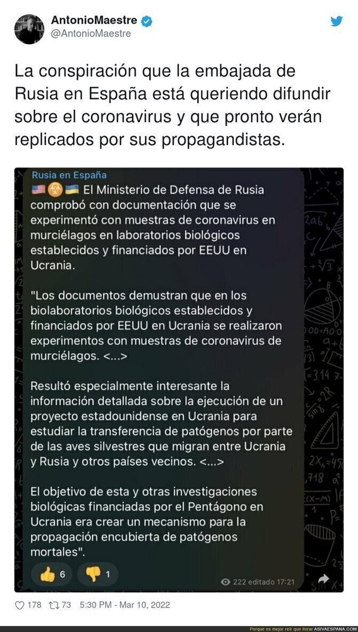 El rumor que quiere difundir Rusia sobre los laboratorios que financia Estados Unidos por Ucrania