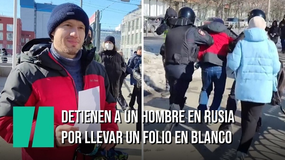 Tremendo lo que le ha pasado a este hombre tras mostrar un papel en blanco en Rusia en plena calle