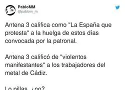 Los intereses de Antena 3 para calificar huelgas seg&uacute;n le interese