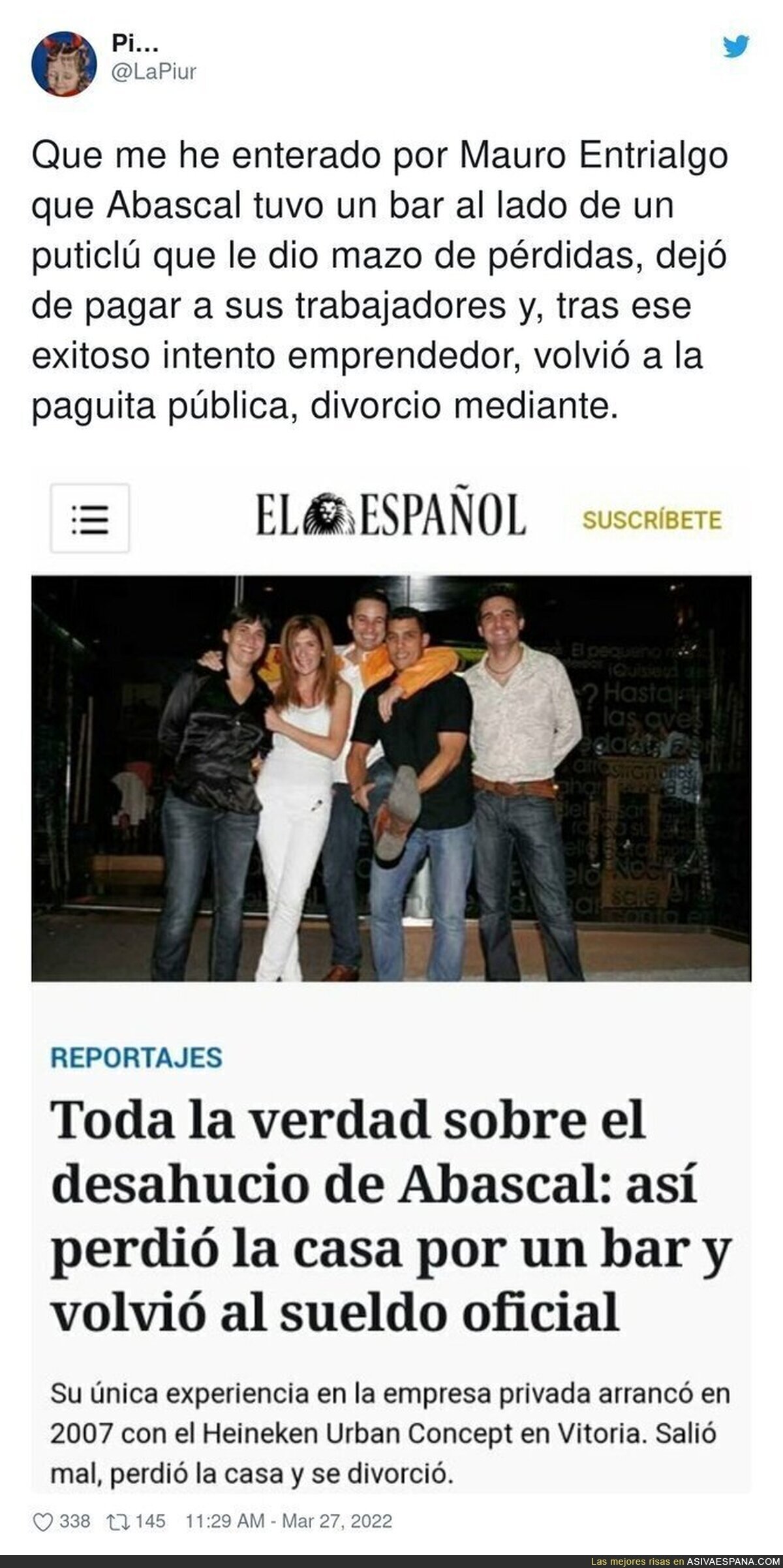 No sabe gestionar un bar va a poder con un país...