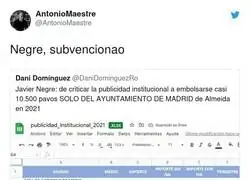 Javier Negre se lo lleva calentito del Ayuntamiento de Madrid