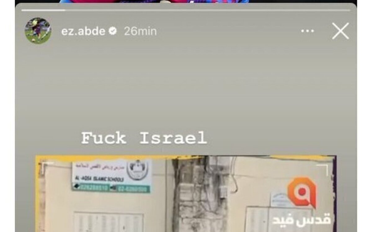 El club de los valors no deja expresarse libremente a Abde y le obliga a borrar este mensaje contra Israel