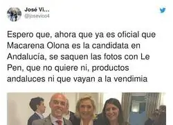A Macarena Olona se le vuelve en contra la foto con Le Pen