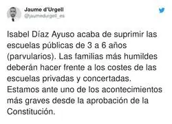 Muy grave lo de Ayuso con las escuelas infantiles