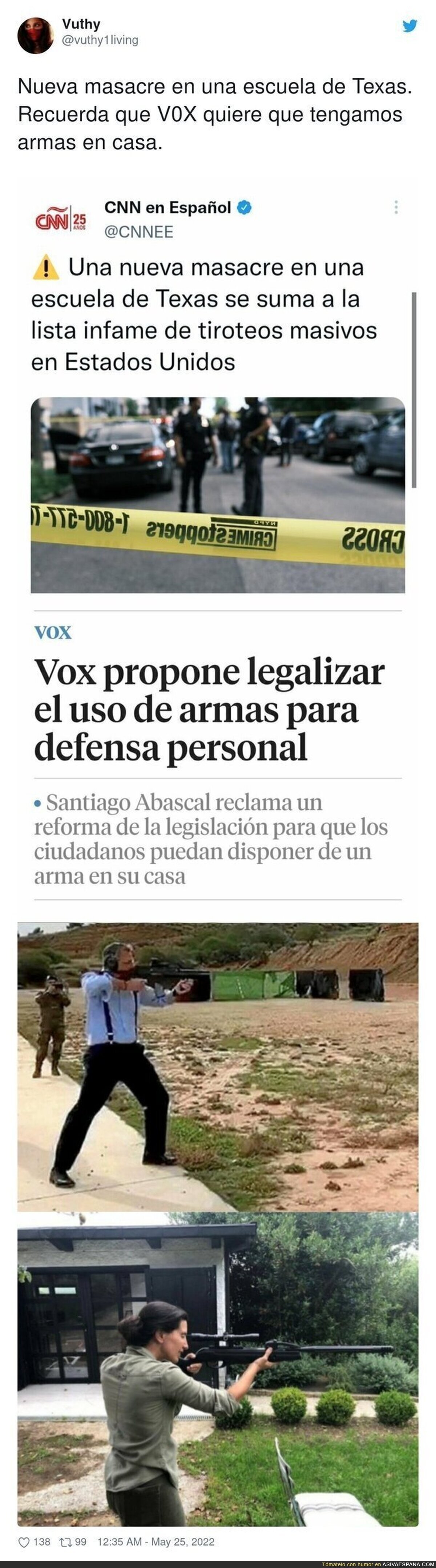 Lo que provocaría VOX con sus políticas para que todo el mundo tenga armas en casa