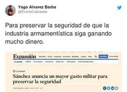 El peligroso gasto armament&iacute;stico del gobierno de Pedro S&aacute;nchez