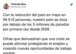 Vuelve a bajar el paro con Yolanda D&iacute;az