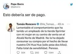La apote&oacute;sica respuesta de este usuario de Twitter a Tom&aacute;s Roncero