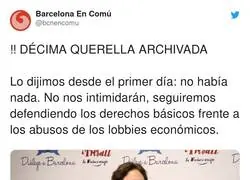 Ada Colau no deja de ganar a la gente que la denuncia falsamente