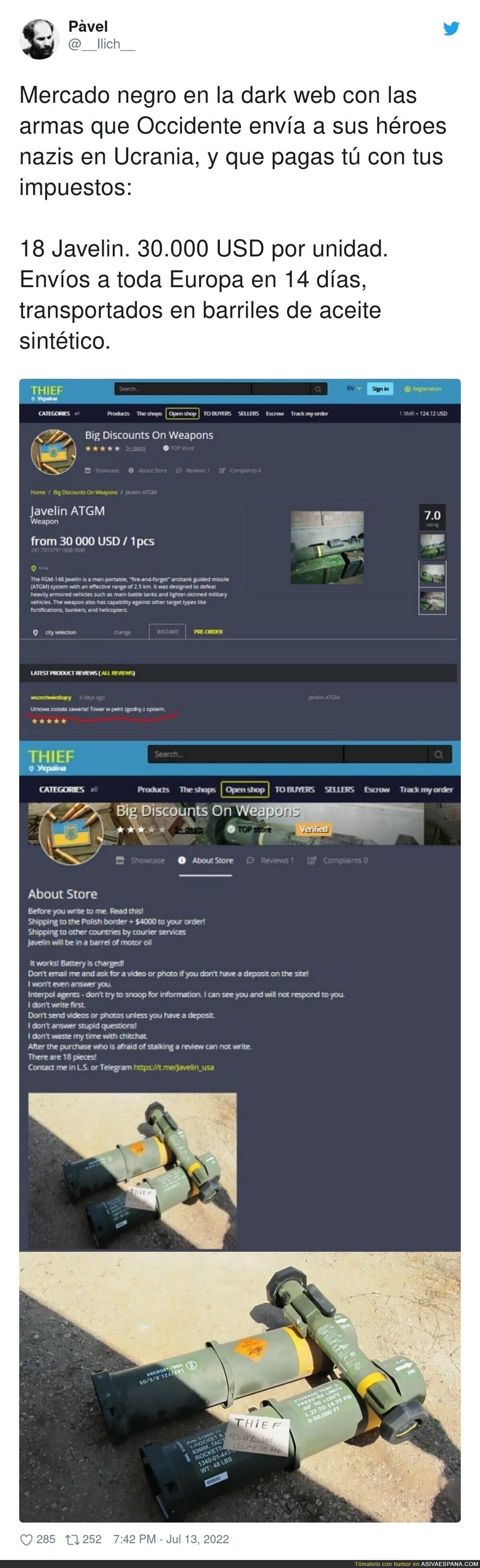 Así de fácil es comprar armas en internet para la guerra de Ucrania