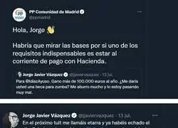 El ZASCA monumental de Jorge Javier V&aacute;zquez al PP de Madrid tras insinuar que no paga a Hacienda