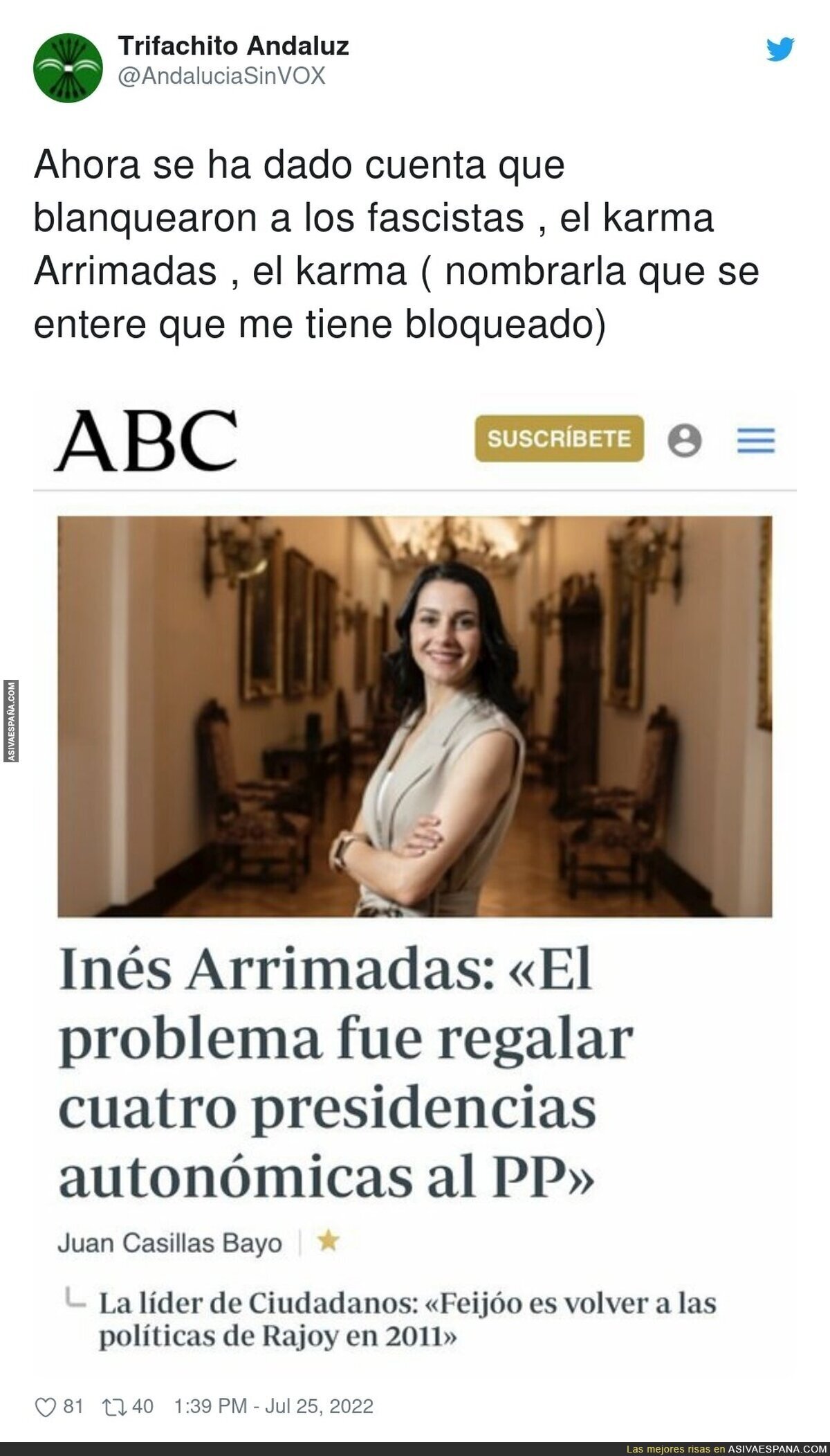 In&eacute;s Arrimadas se entera a&ntilde;os m&aacute;s tarde