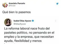 Como cambia la historia de Isabel D&iacute;az Ayuso cuando funcionan las pol&iacute;ticas del PSOE y Unidas Podemos