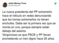 Se quejan los que m&aacute;s culpa tienen de esa situaci&oacute;n en los trenes de Extremadura