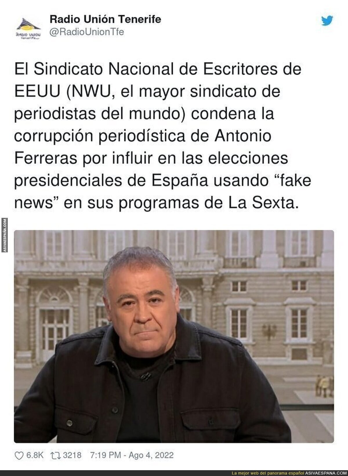 La verg&uuml;enza de Antonio Garc&iacute;a Ferreras cruza fronteras
