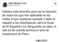 La imagen del Rey de pie frente a la espada de Bol&iacute;var cuando TERMIN&Oacute; EL ACTO