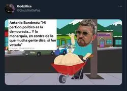 Que dice Banderas que la monarqu&iacute;a fue votada en el Refedendum del 78